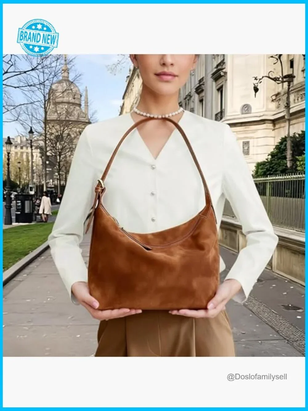 Faux Suede Hobo Bag Medium Shoulder Crossbody Vintage Slouchy Purse Adjustable